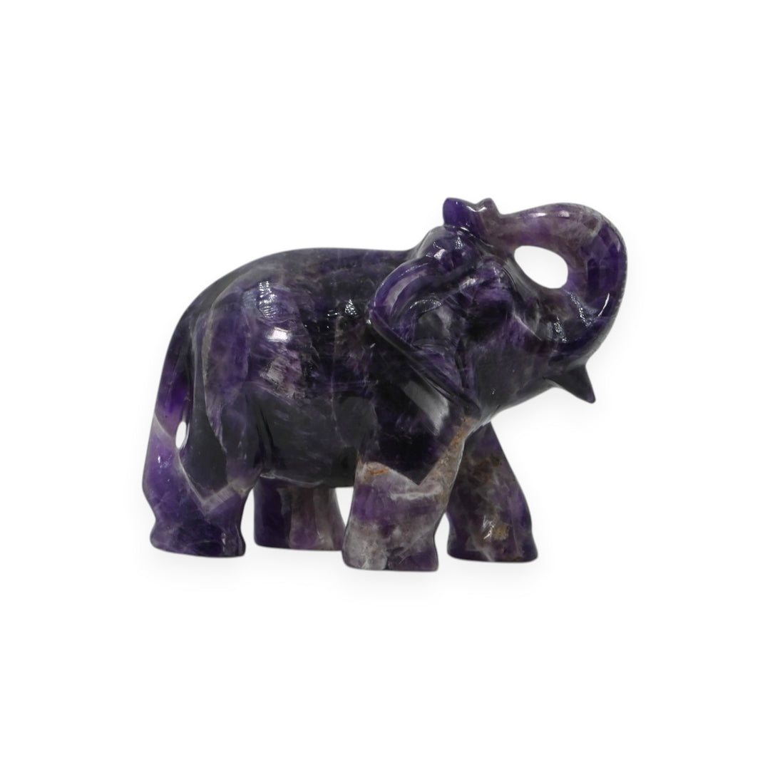 Amethyst Elephant Statue 470g – Hand Carved Elephant for Prosperity & Strength