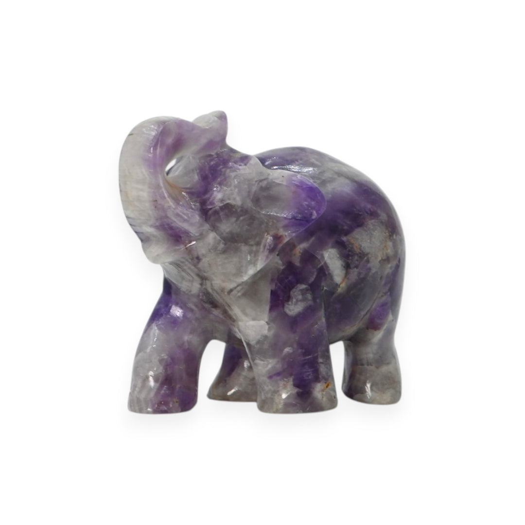 Amethyst Elephant Carving 300g – Decorative Stone Elephant for Good Luck