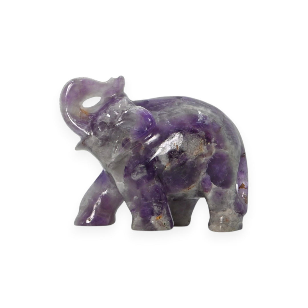Amethyst Elephant Carving 300g – Decorative Stone Elephant for Good Luck