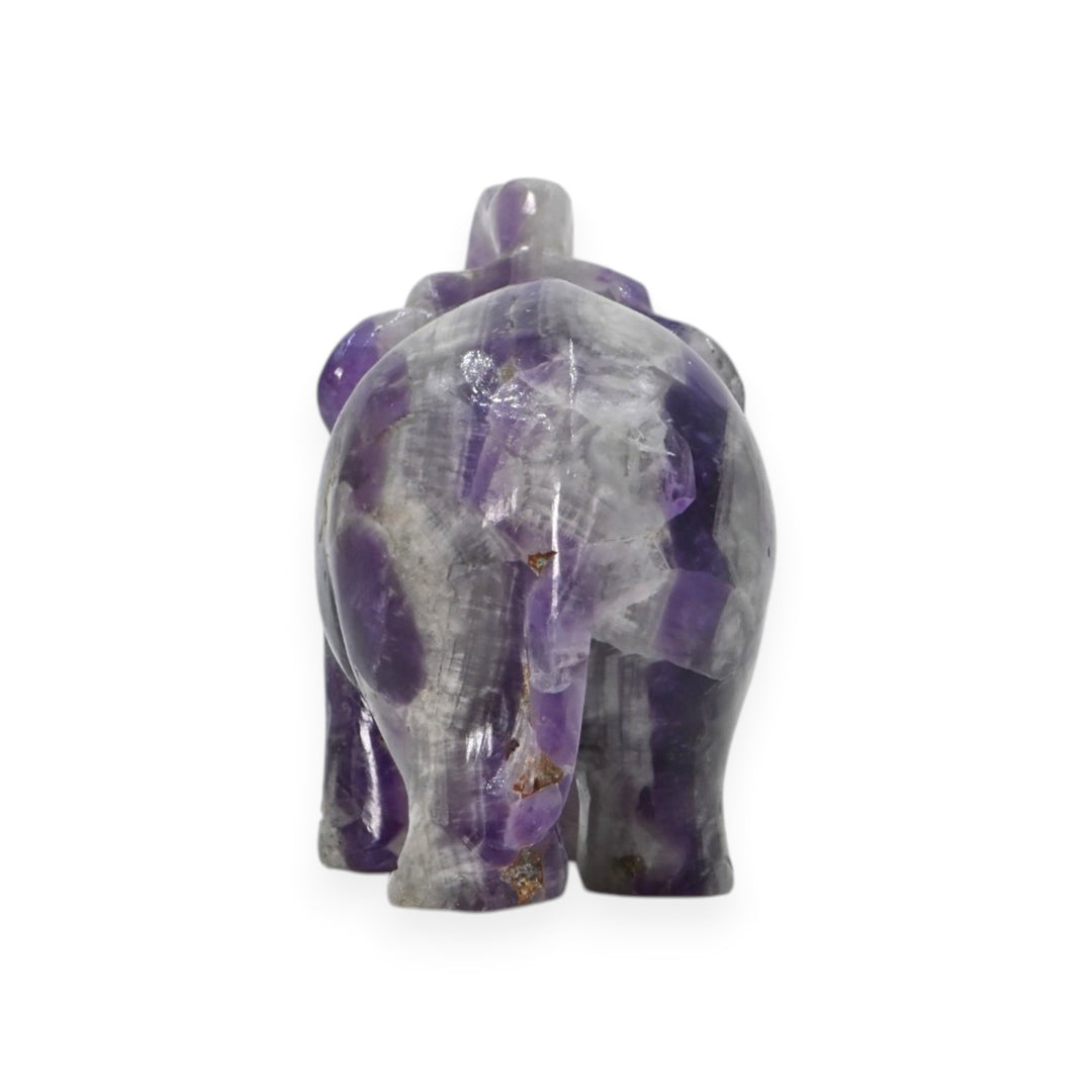 Amethyst Elephant Carving 300g – Decorative Stone Elephant for Good Luck