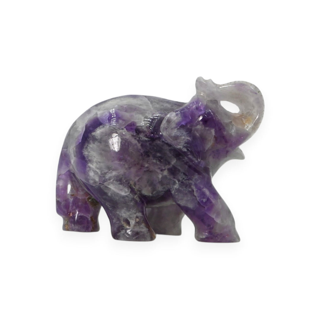 Amethyst Elephant Carving 300g – Decorative Stone Elephant for Good Luck