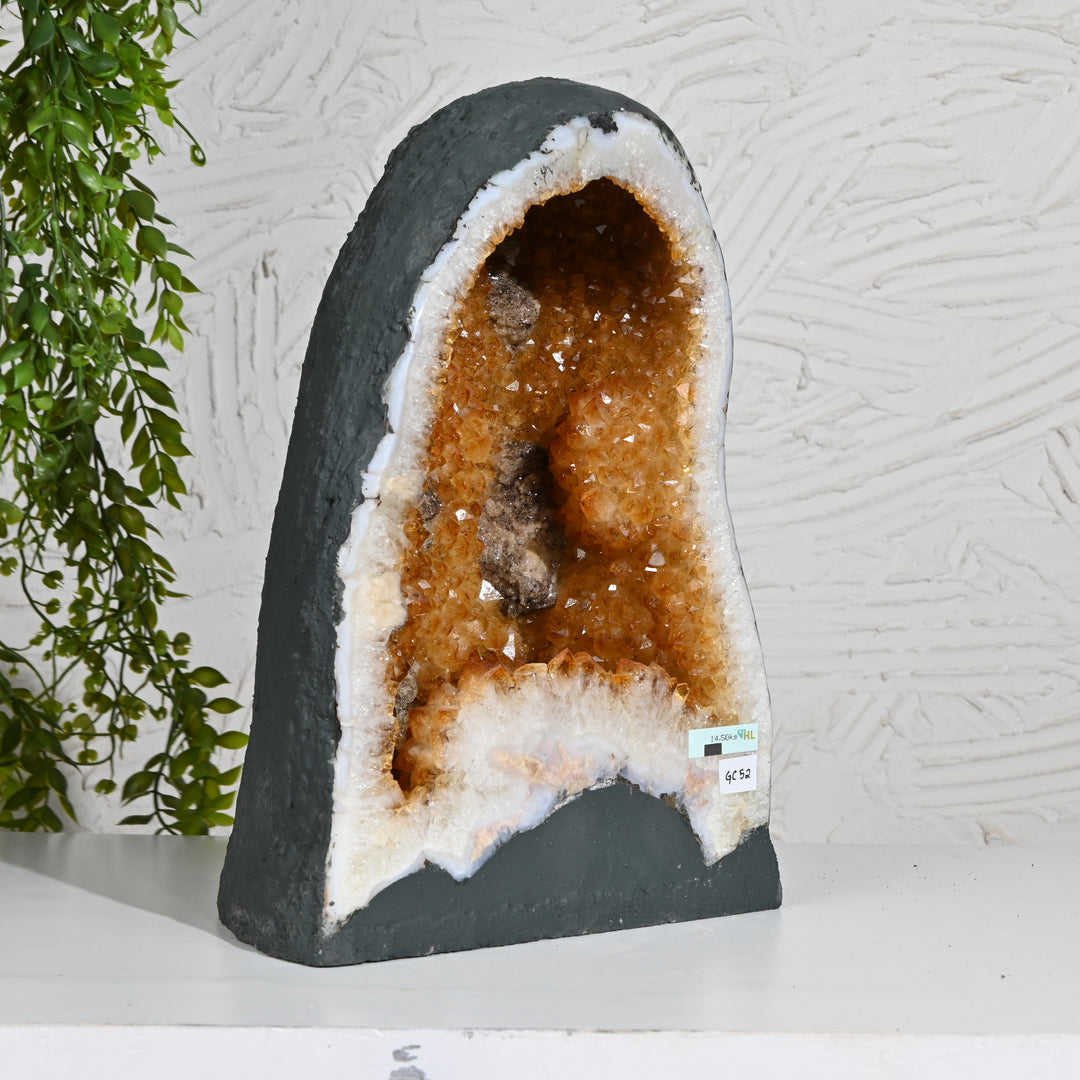 Raw Citrine Geode 14.50kg – Luxury Crystal for Interior Styling & Wealth Energy