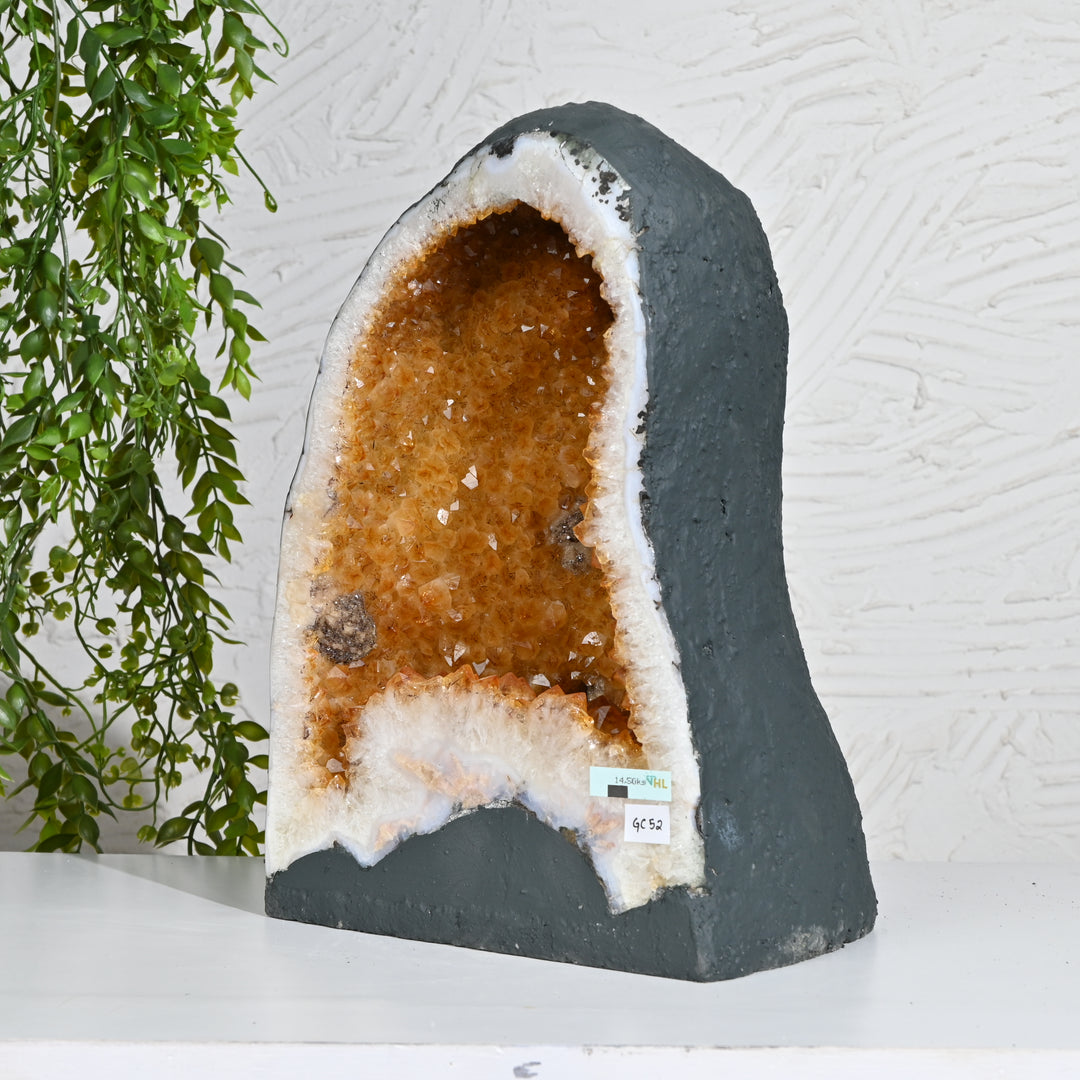 Raw Citrine Geode 14.50kg – Luxury Crystal for Interior Styling & Wealth Energy