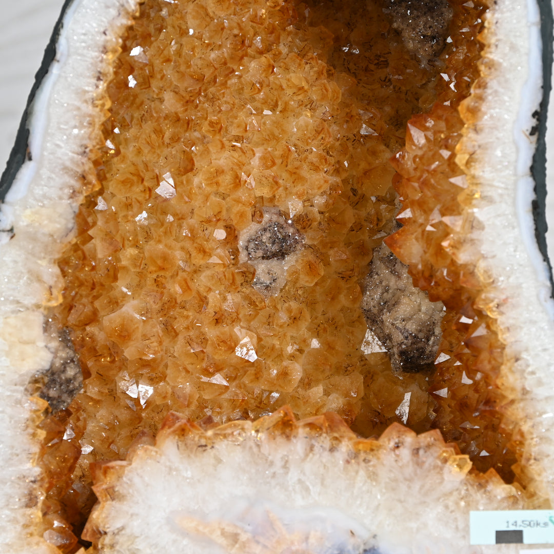 Raw Citrine Geode 14.50kg – Luxury Crystal for Interior Styling & Wealth Energy