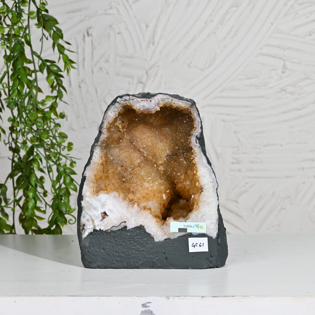 Compact Citrine Geode 3.85kg – Raw Healing Stone for Positive Vibes