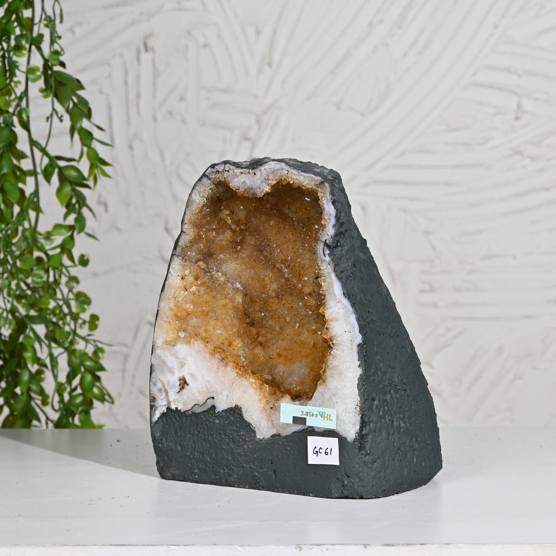 Compact Citrine Geode 3.85kg – Raw Healing Stone for Positive Vibes