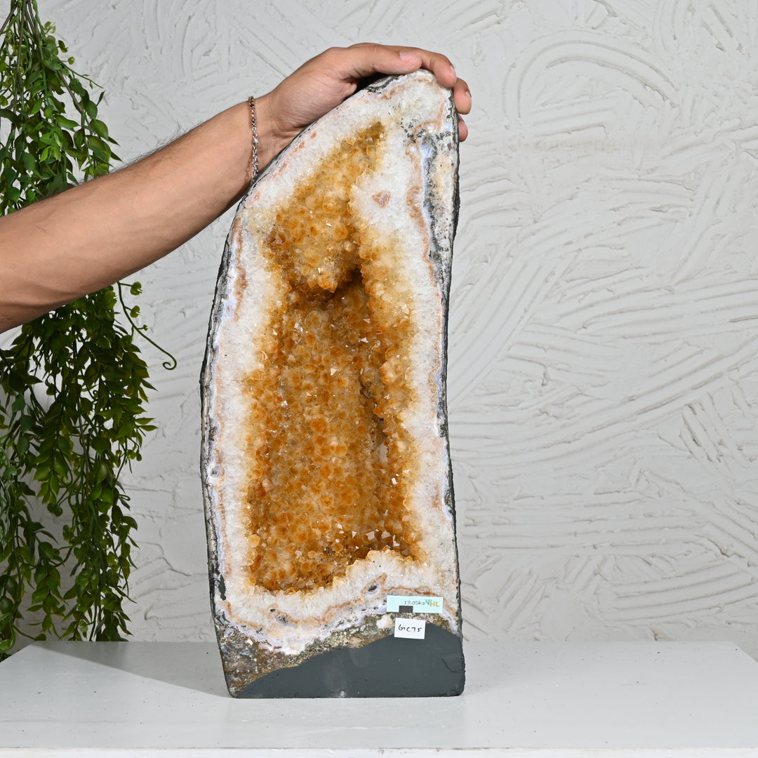 Giant Citrine Geode 13.05kg – Natural Crystal for Wealth Energy & Luxury Decor