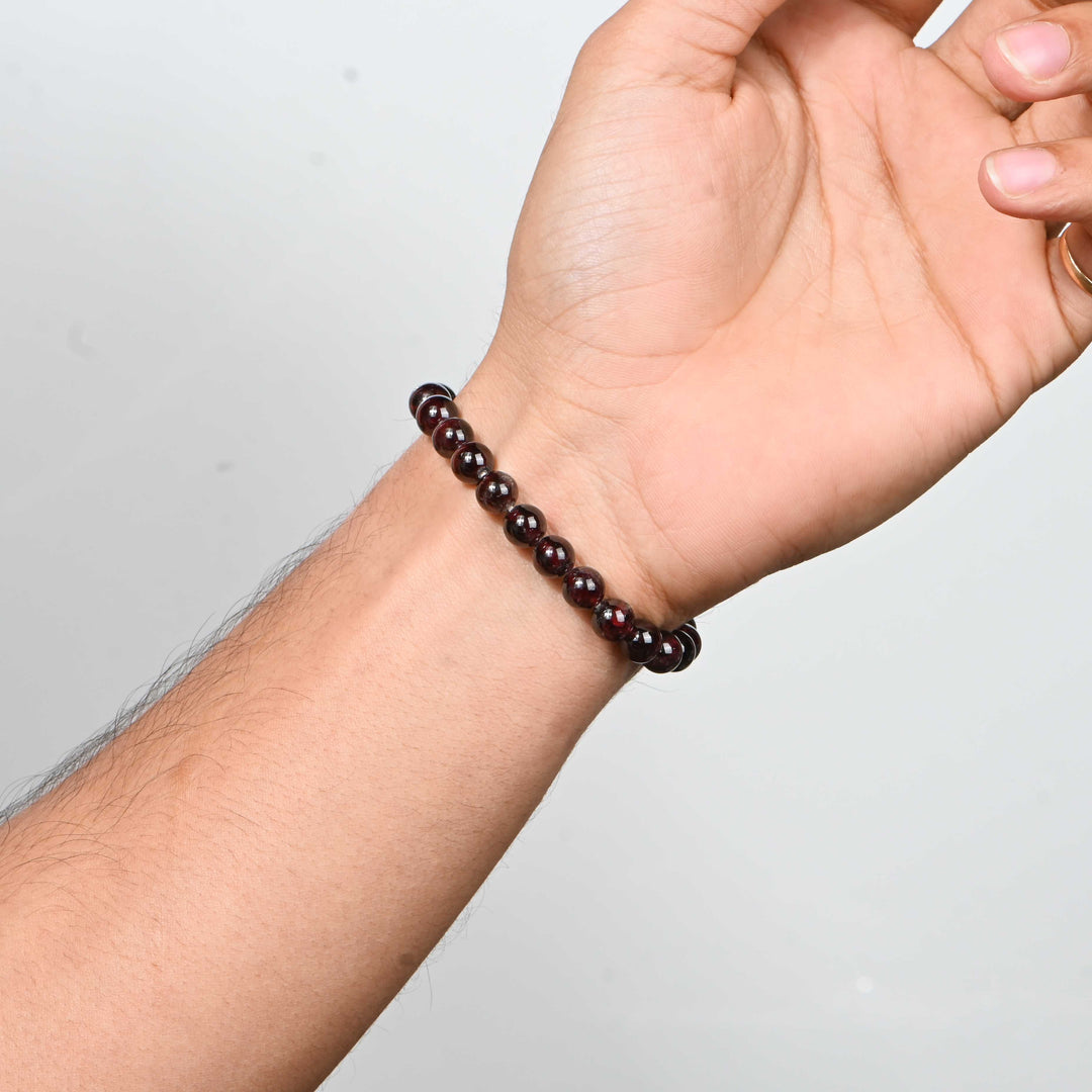 Natural Garnet Bracelet 8mm Beads Stretchable | Healing Crystal Jewelry