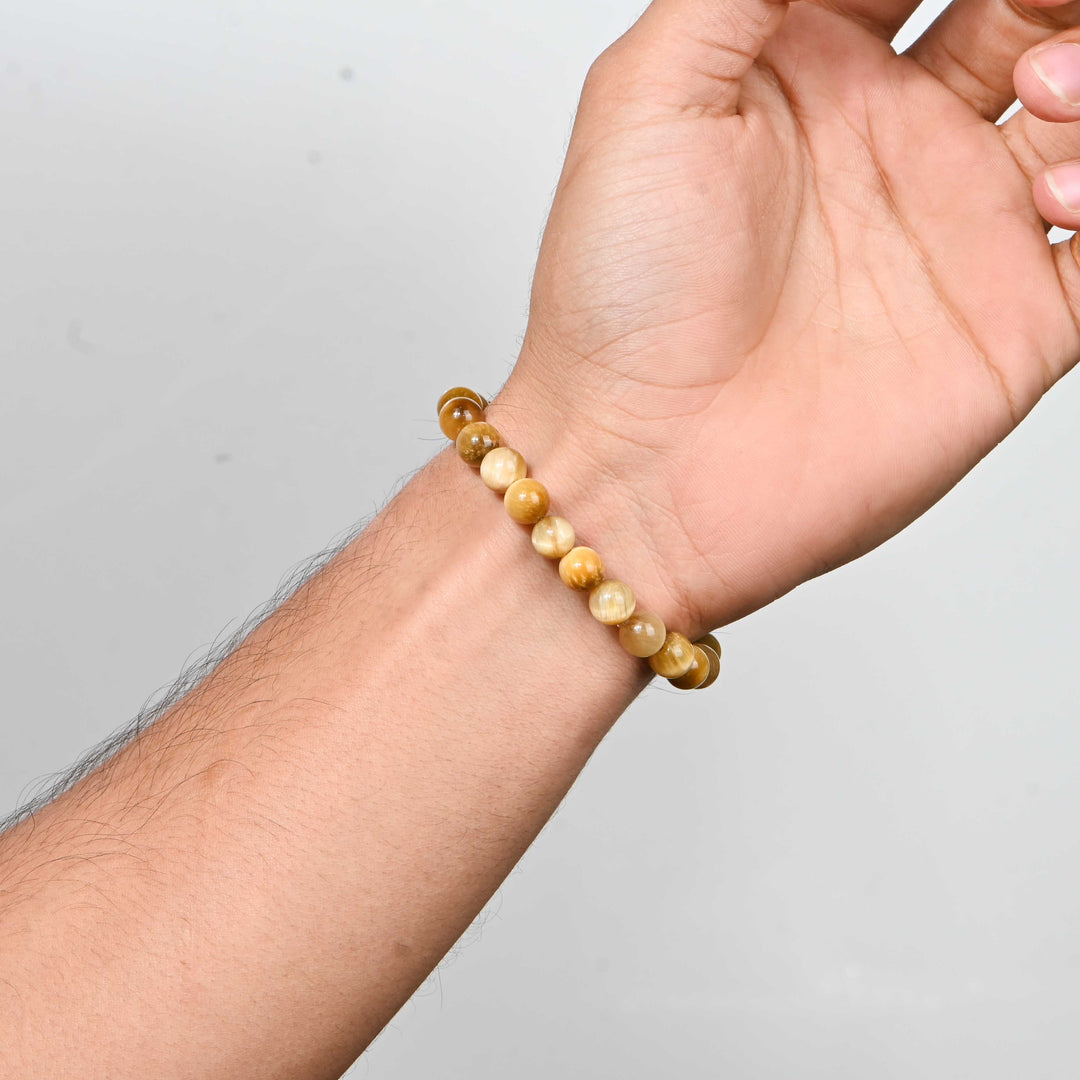 Natural Cats Eye Bracelet 8mm Beads Stretchable | Healing Crystal Jewelry