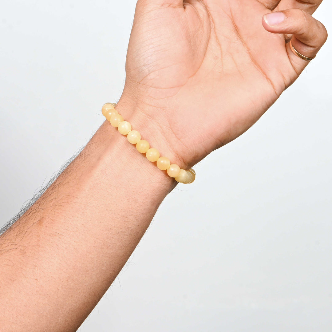 Natural Calcite Bracelet 8mm Beads Stretchable | Healing Crystal Jewelry