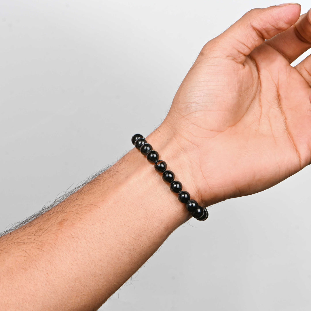Natural Black Tourmaline Bracelet 8mm Beads Stretchable | Healing Crystal Jewelry