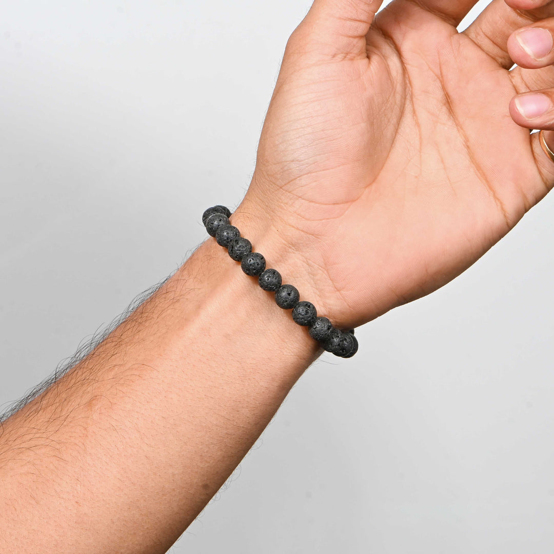 Natural Lava Bracelet 8mm Beads Stretchable | Healing Crystal Jewelry