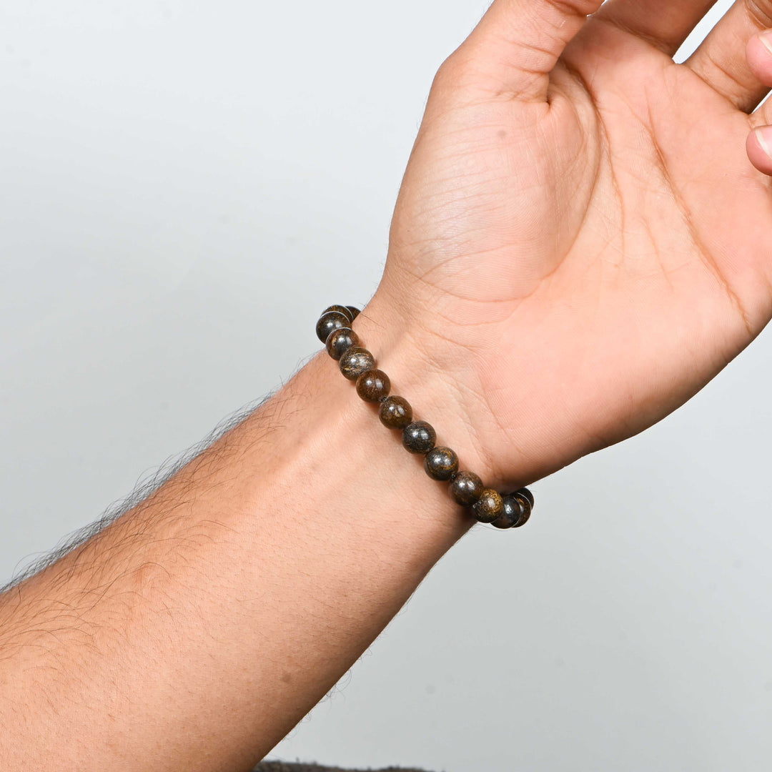 Natural Bronzite Bracelet 8mm Beads Stretchable | Healing Crystal Jewelry