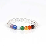 Load image into Gallery viewer, Natural Clear Quartz 7 Chakra Bracelet 8mm Beads Stretchable | Healing Crystal Jewelry