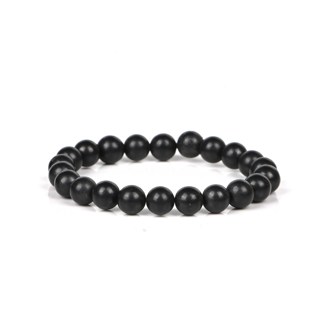 Natural Black Shungite Bracelet 8mm Beads Stretchable | Healing Crystal Jewelry