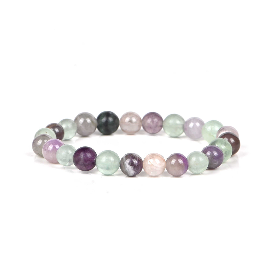 Natural Fluorite Bracelet 8mm Beads Stretchable | Healing Crystal Jewelry