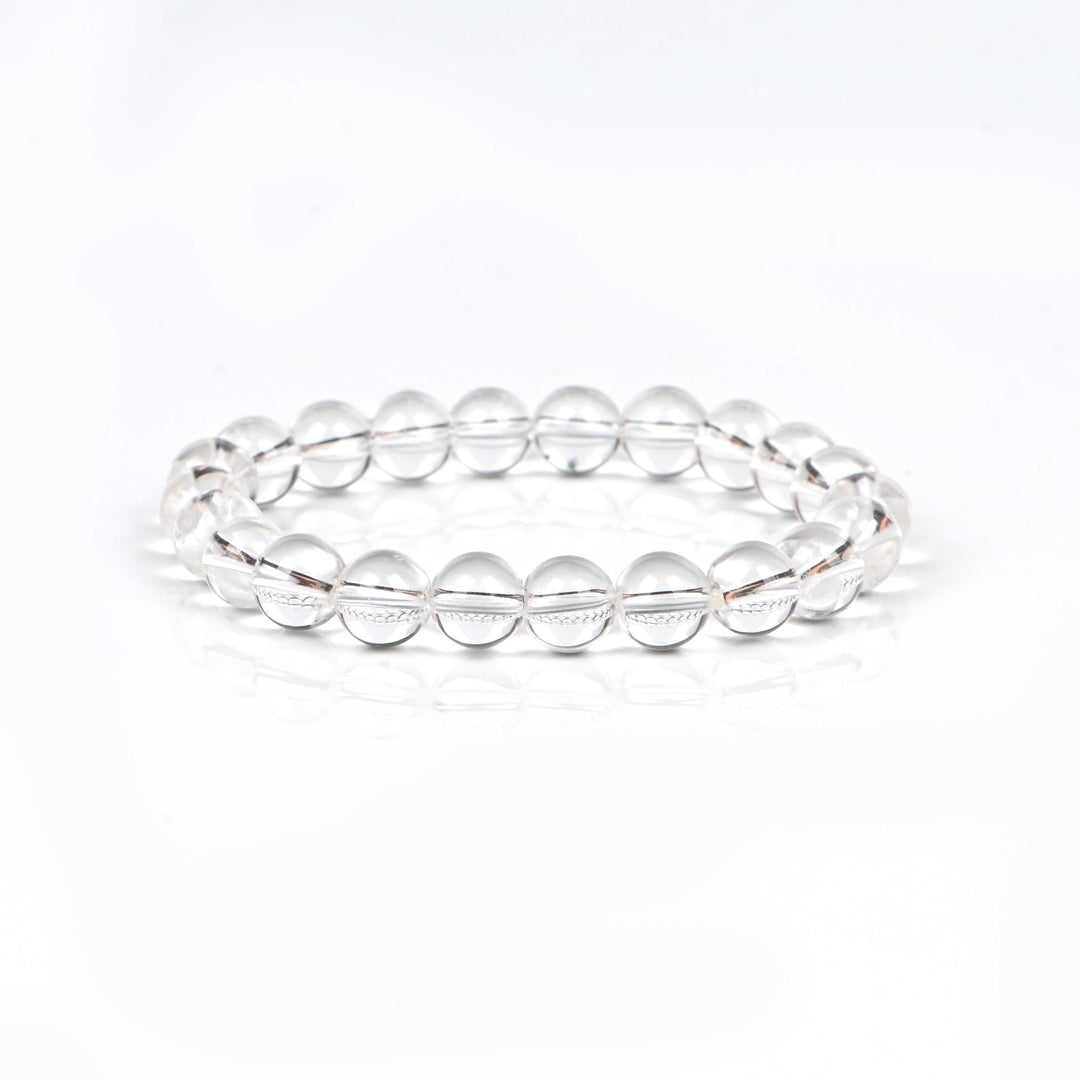 Natural Clear Quartz Bracelet 8mm Beads Stretchable | Healing Crystal Jewelry
