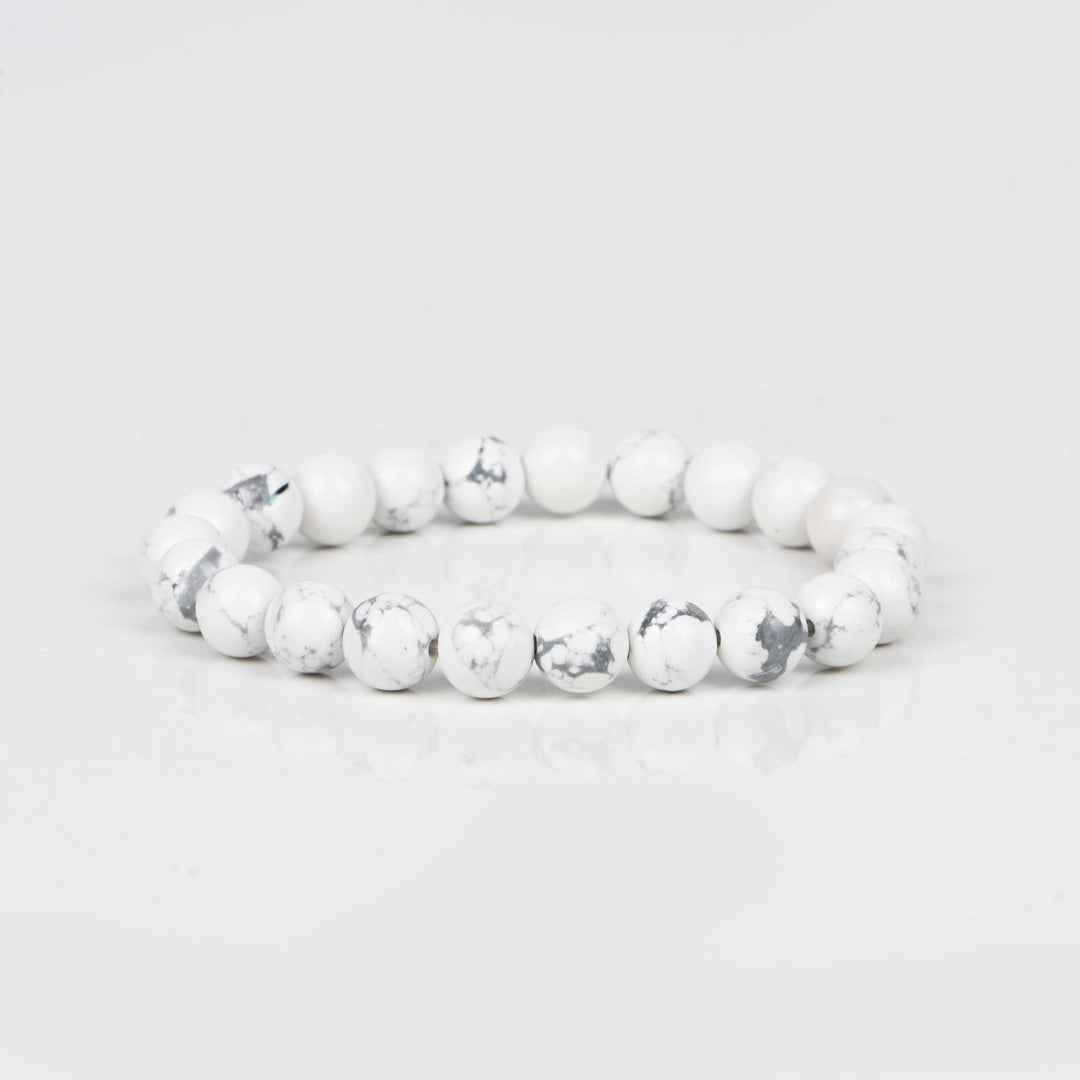 Natural Howlite Bracelet 8mm Beads Stretchable | Healing Crystal Jewelry