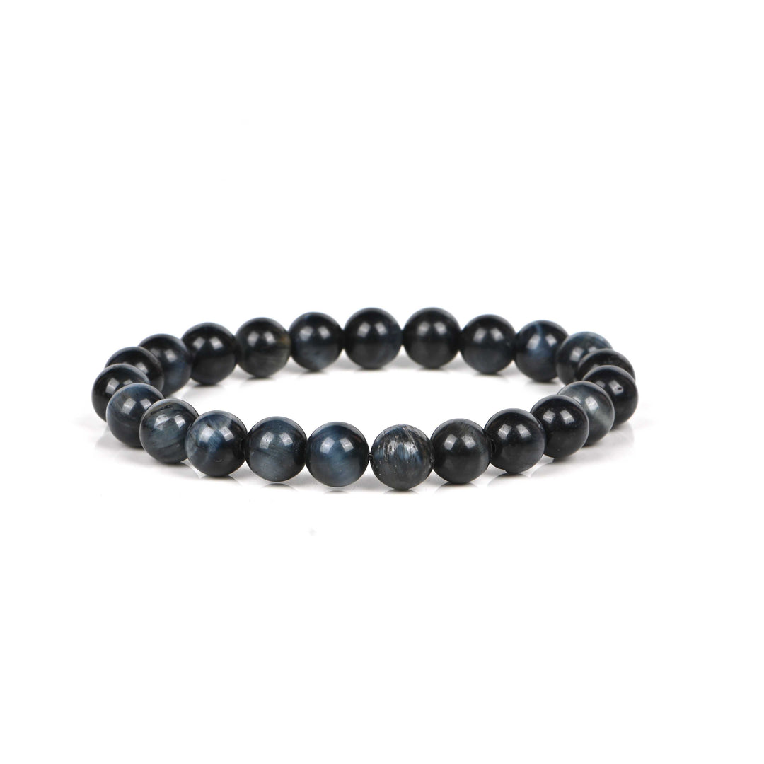 Natural Blue Tiger Eye Bracelet 8mm Beads Stretchable | Healing Crystal Jewelry