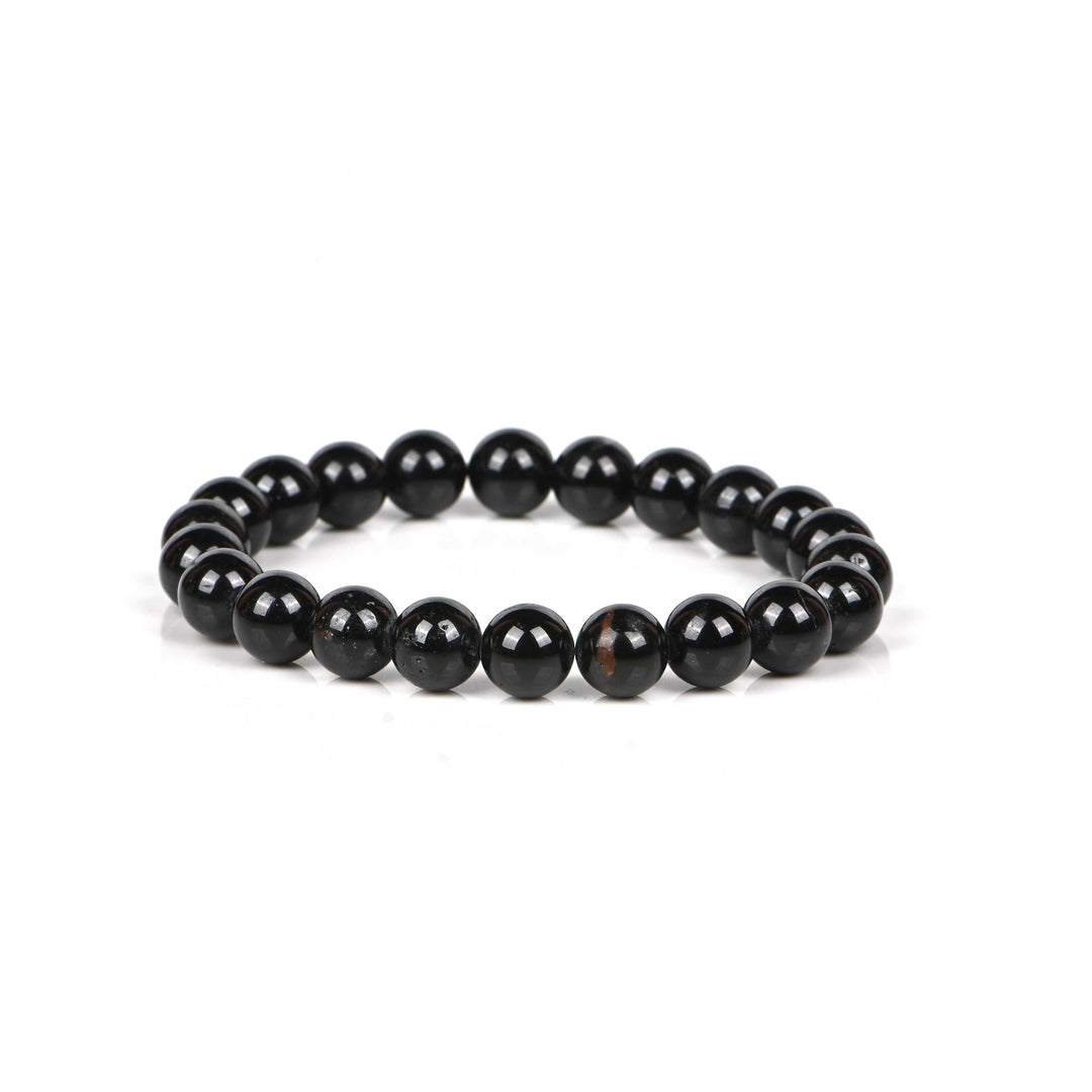 Natural Black Tourmaline Bracelet 8mm Beads Stretchable | Healing Crystal Jewelry