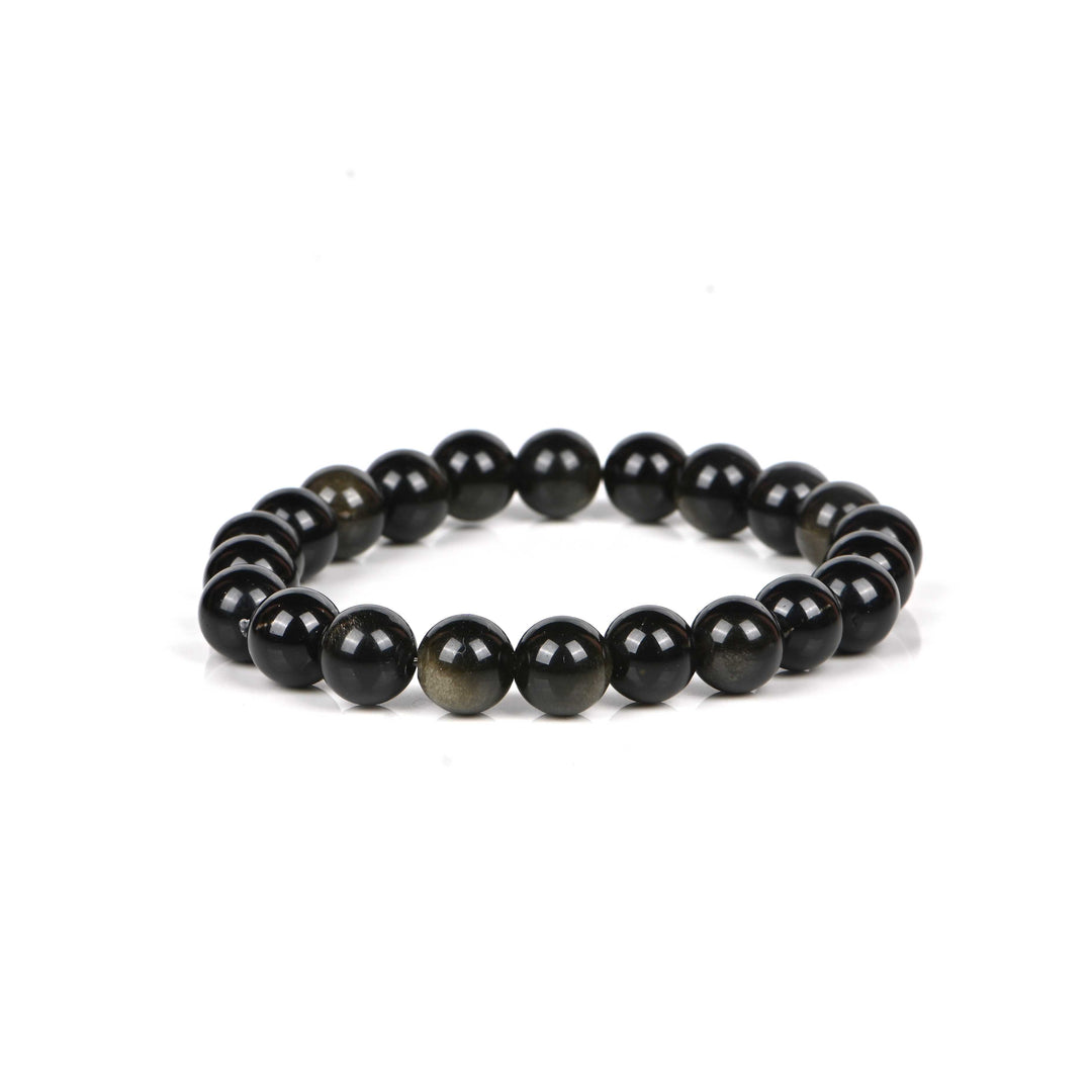 Natural Golden Sheen Obsidian Bracelet 8mm Beads Stretchable | Healing Crystal Jewelry