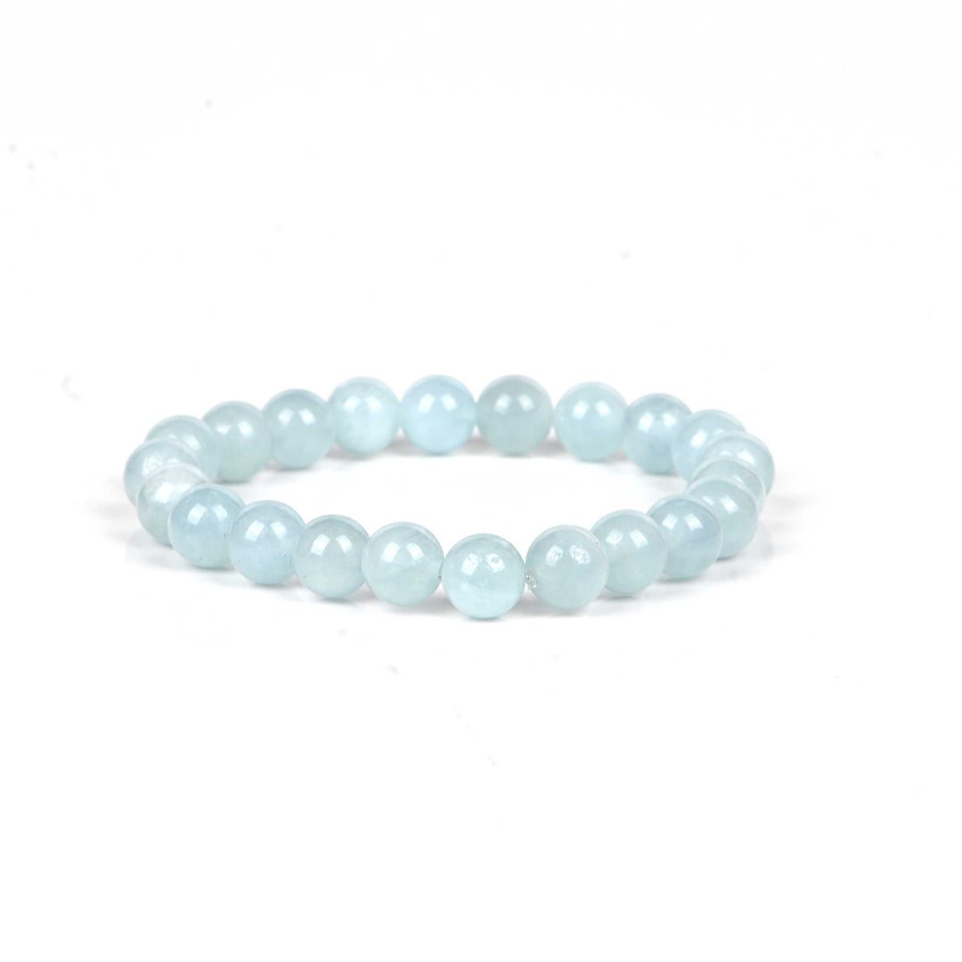 Natural Aquamarine Bracelet 8mm Beads Stretchable | Healing Crystal Jewelry