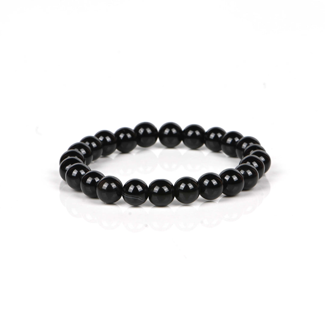 Natural Black Obsidian Bracelet 8mm Beads Stretchable | Healing Crystal Jewelry