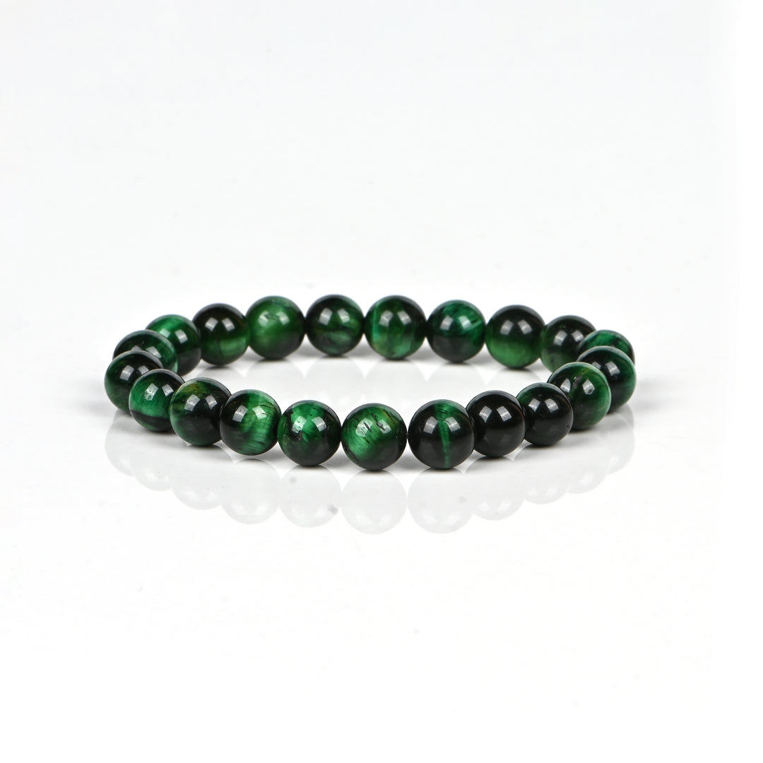 Natural Green Tiger Eye Bracelet 8mm Beads Stretchable | Healing Crystal Jewelry