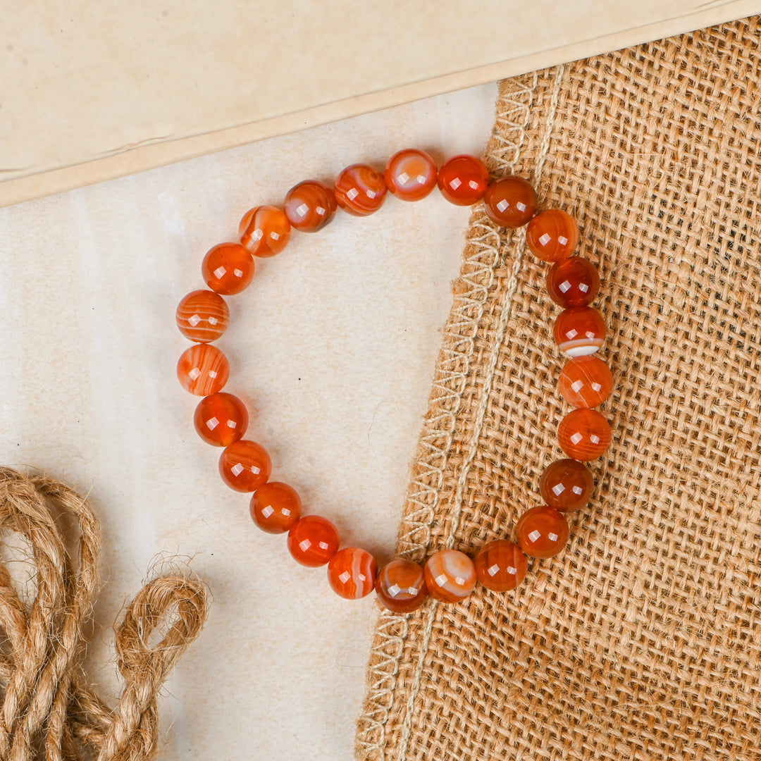 Natural Carnelian Bracelet 8mm Beads Stretchable | Healing Crystal Jewelry