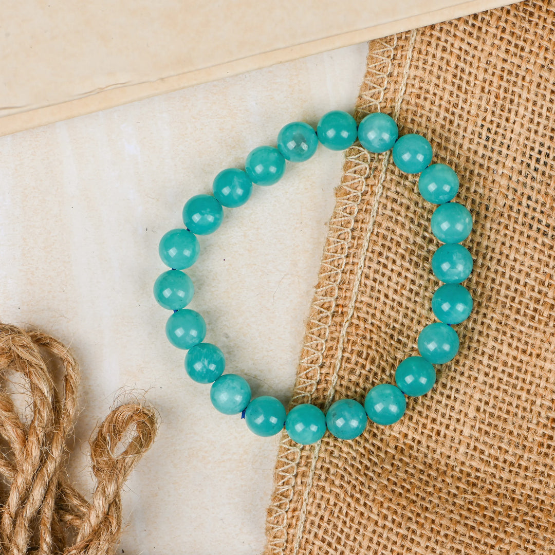 Natural Ice Amazonite Bracelet 8mm Beads Stretchable | Healing Crystal Jewelry