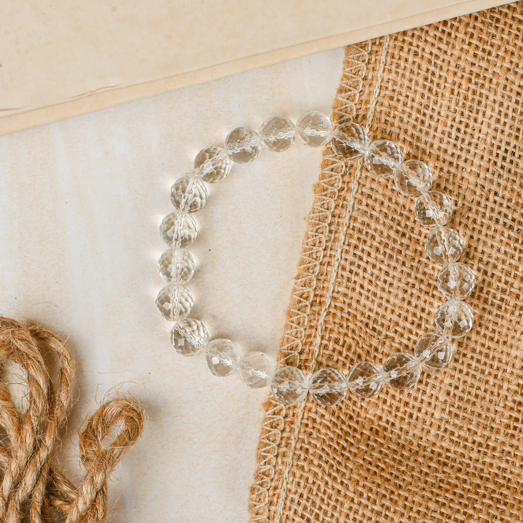 Natural Clear Quartz Bracelet 8mm Beads Stretchable | Healing Crystal Jewelry