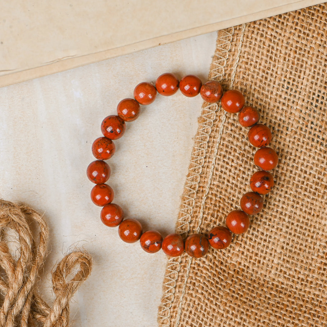 Natural Hessonite Garnet Bracelet 8mm Beads Stretchable | Healing Crystal Jewelry