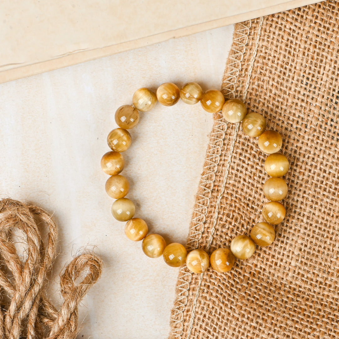 Natural Cats Eye Bracelet 8mm Beads Stretchable | Healing Crystal Jewelry