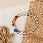 Load image into Gallery viewer, Natural Clear Quartz 7 Chakra Bracelet 8mm Beads Stretchable | Healing Crystal Jewelry