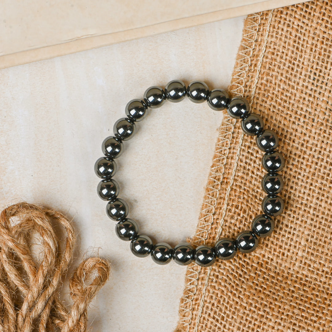 Natural Hematite Bracelet 8mm Beads Stretchable | Healing Crystal Jewelry