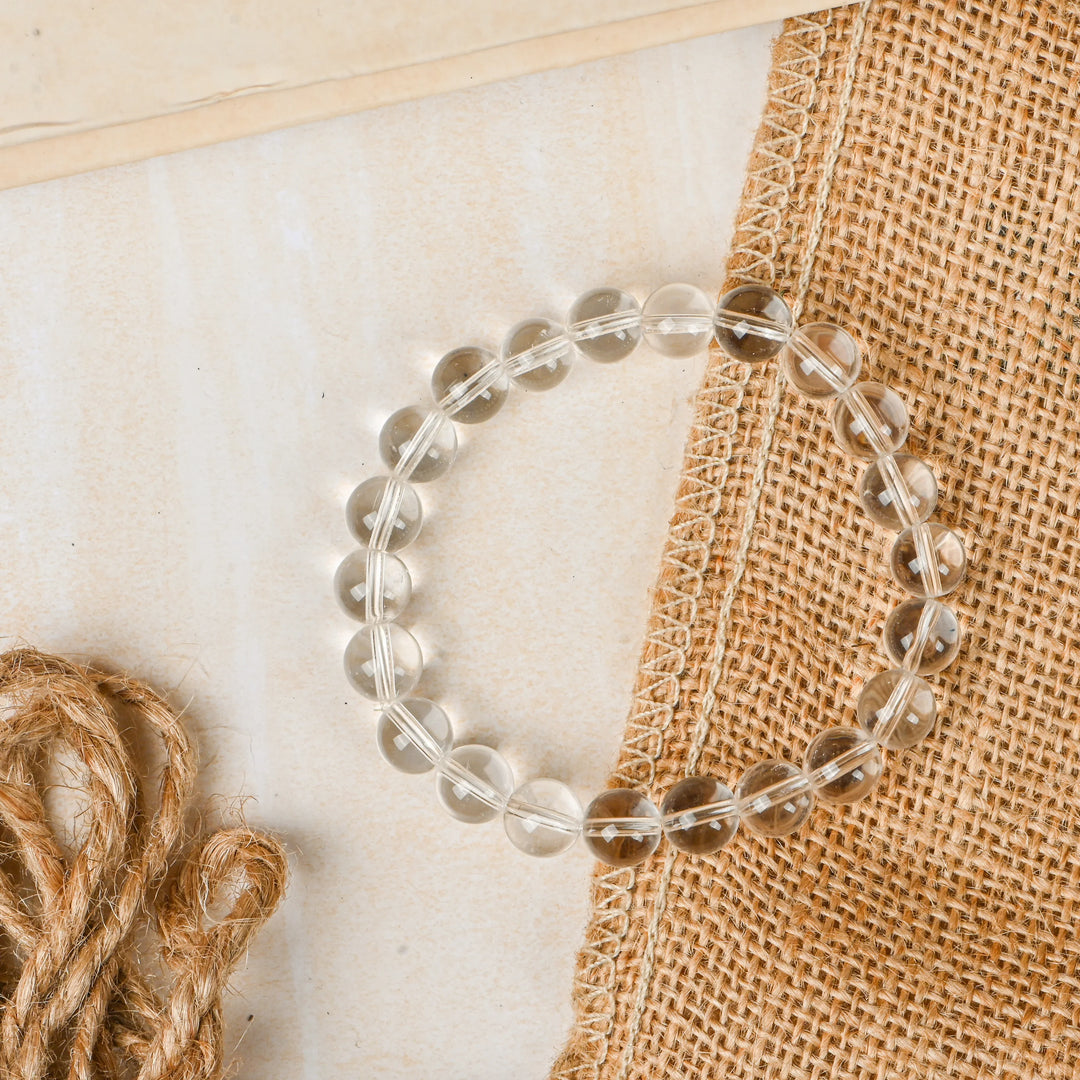 Natural Clear Quartz Faceted Bracelet 8mm Beads Stretchable | Healing Crystal Jewelry