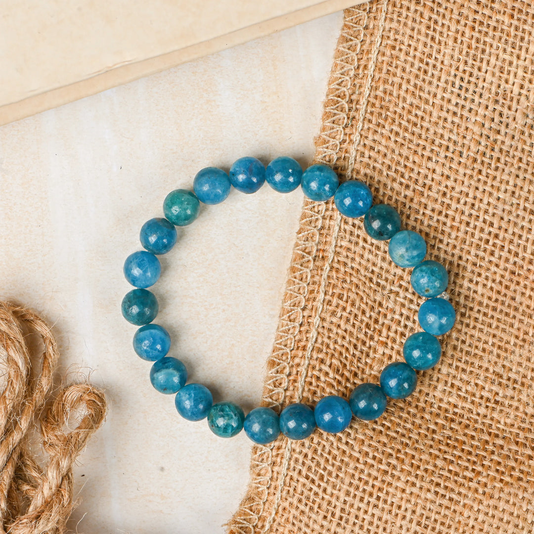 Natural Apatite Bracelet 8mm Beads Stretchable | Healing Crystal Jewelry