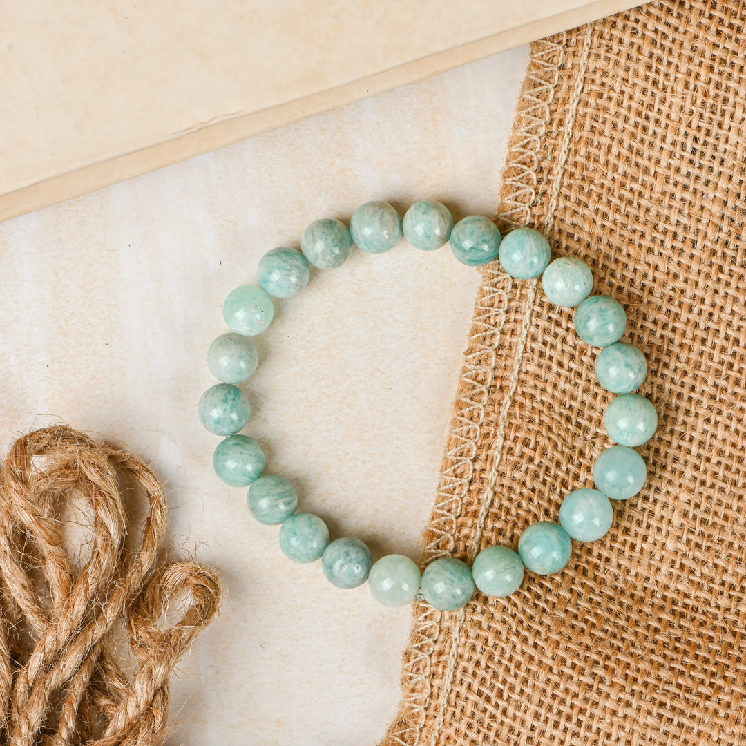 Natural Amazonite Bracelet 8mm Beads Stretchable | Healing Crystal Jewelry