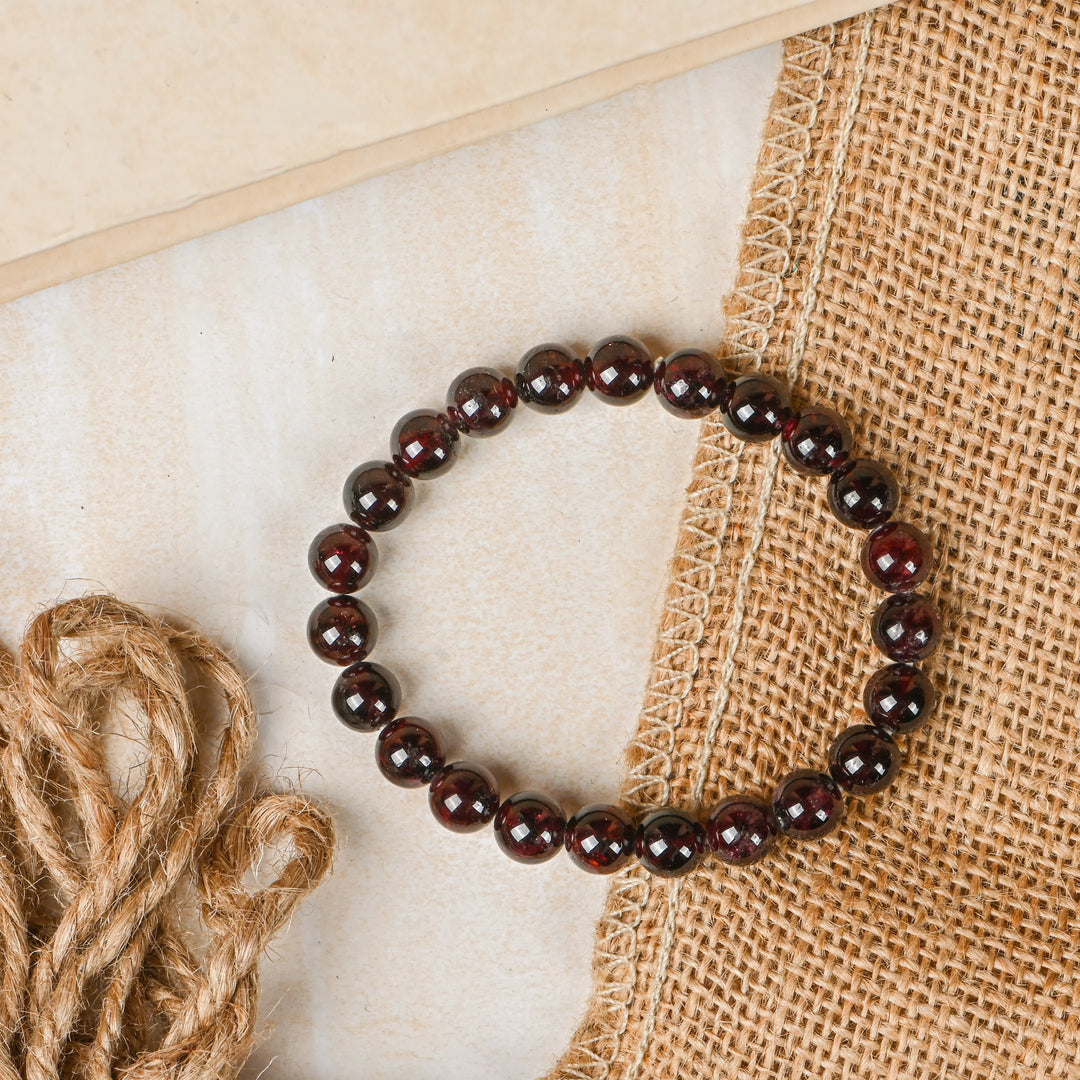 Natural Garnet Bracelet 8mm Beads Stretchable | Healing Crystal Jewelry