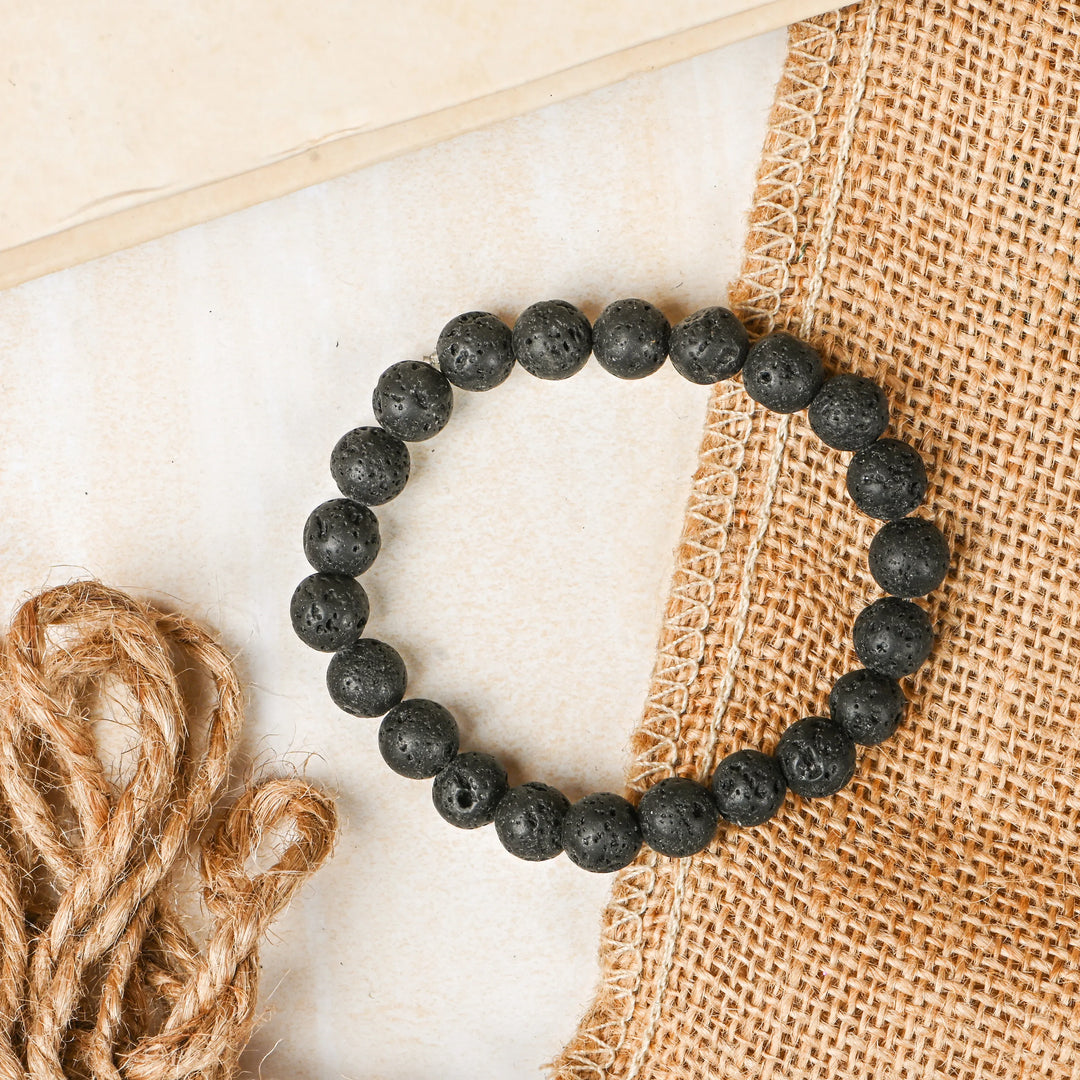 Natural Lava Bracelet 8mm Beads Stretchable | Healing Crystal Jewelry