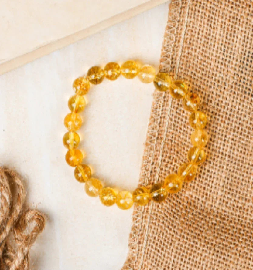 Natural Citrine Bracelet 8mm Beads Stretchable | Healing Crystal Jewelry