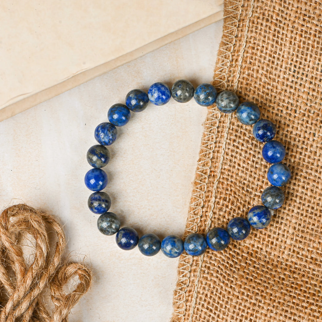 Natural Lapis Lazuli Bracelet 8mm Beads Stretchable | Healing Crystal Jewelry