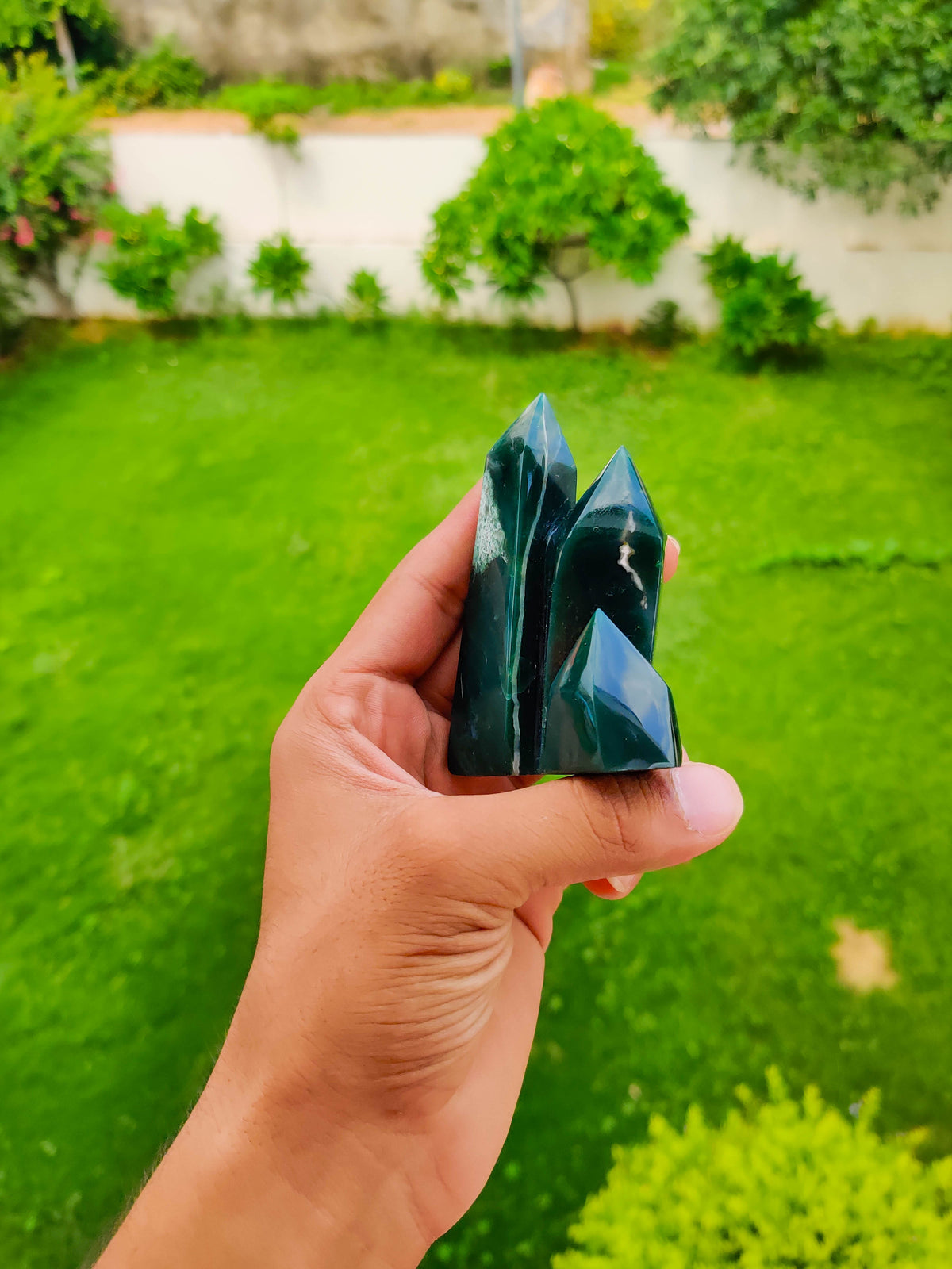 Moss Agate Cluster Tower