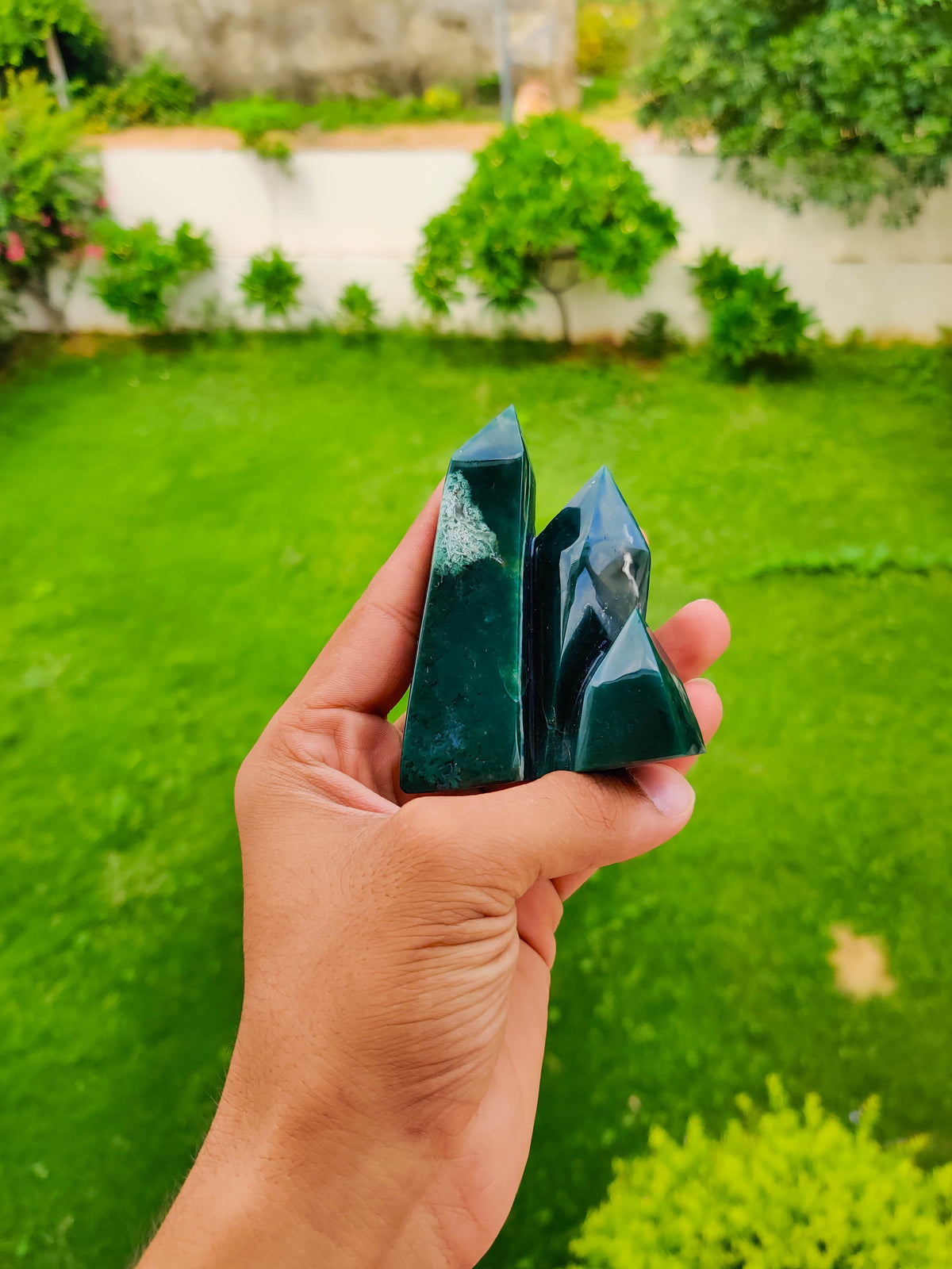 Moss Agate Cluster Tower