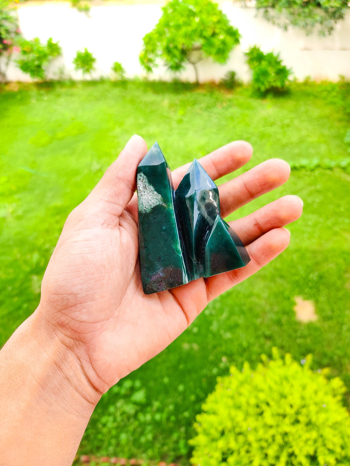Moss Agate Cluster Tower