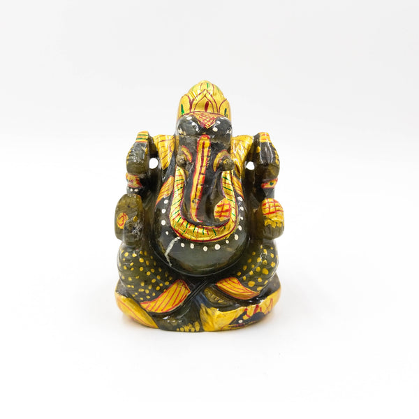 Labradorite Ganesha (Painted) – Vibrating Crystals, Jaipur