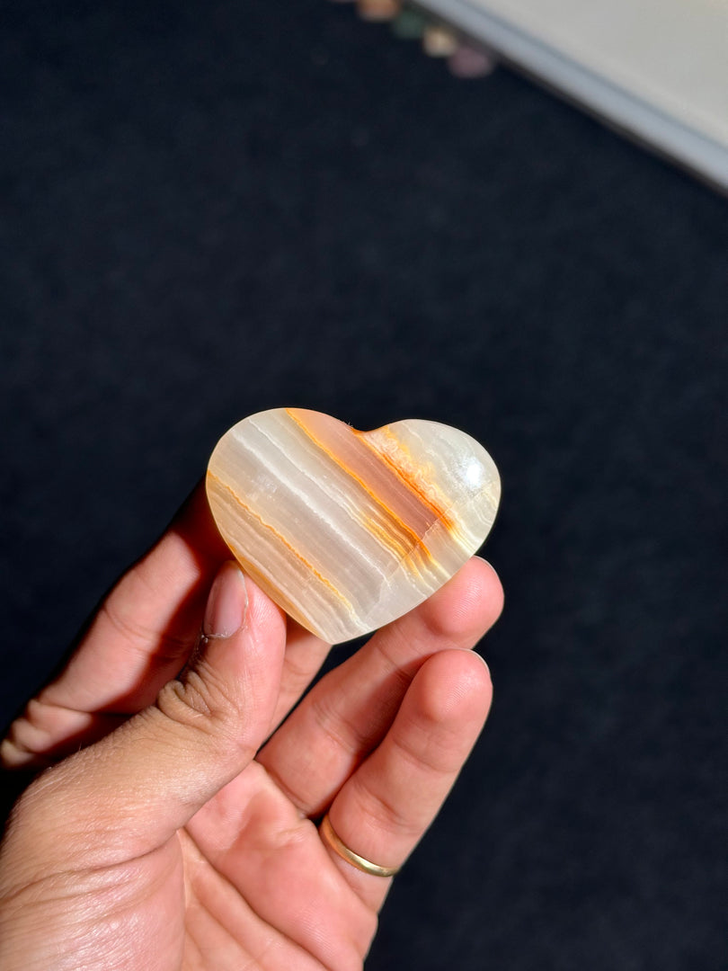 Sardonyx Heart Crystal 61.26g – Natural Courage & Strength Stone