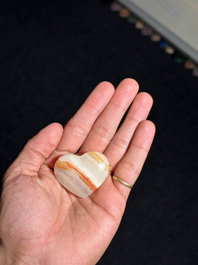 Sardonyx Heart Stone 48.36g – Natural Strength & Protection Crystal